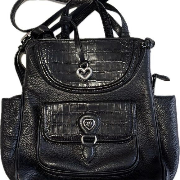 Brighton Handbags - BRIGHTON LARGE BLACK LEATHER BAG IN LIKE NEW CONDITION SIGNED